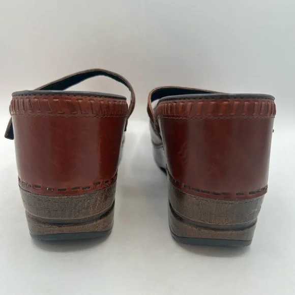 Dansko Marcella Mary Jane Clogs Red Brown Leather Shoes women’s 40 9.5-10 - Picture 8 of 11